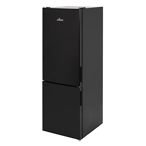 Willow WFF157B Freestanding Fridge Freezer, Adjustable Thermostat, Mark-Proof Finish, Energy Efficient, Quiet, Interior Lighting, Low Frost, 2 Year Warranty (Black) [Energy Class F]
