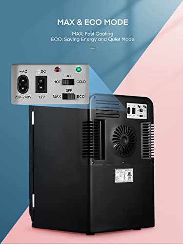 NORTHCLAN 15L Mini Fridge for Bedrooms Black, Small Drink Fridge with ECO Mode for Low Noise & Removable Shelves, AC/DC Powered for Skin Care, Food, Office or Car