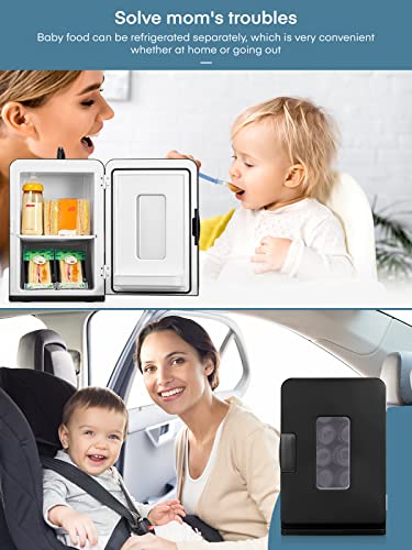 NORTHCLAN 15L Mini Fridge for Bedrooms Black, Small Drink Fridge with ECO Mode for Low Noise & Removable Shelves, AC/DC Powered for Skin Care, Food, Office or Car