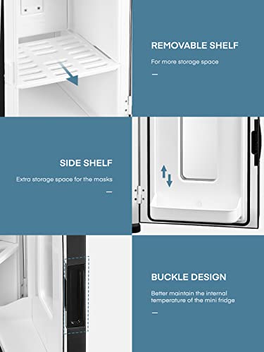 NORTHCLAN 15L Mini Fridge for Bedrooms Black, Small Drink Fridge with ECO Mode for Low Noise & Removable Shelves, AC/DC Powered for Skin Care, Food, Office or Car