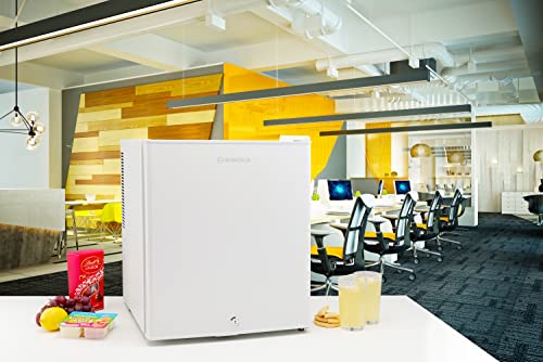Subcold Aire30 LED Mini Fridge | 30L Table Top Model | Quiet Frost Free Fridge for Bedrooms & Hotels | Lockable with Solid door & interior LED light (White)