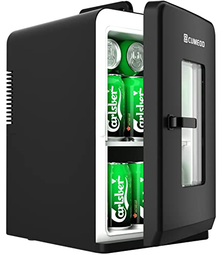 Mini Fridge 15 Liter/21 Cans, Upgrade 2023 Portable AC+DC Power Small Fridge for Bedroom, Car, Office, Thermoelectric Cooler and Warmer Skincare Fridge for Food, Drinks, Cosmetics, Max & ECO Mode