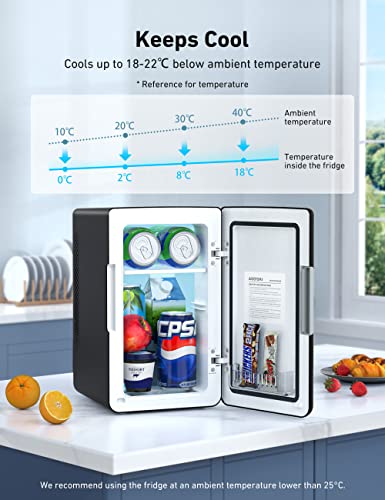 AstroAI Mini Fridge 6 Litre / 8 Can | Cooler and Warmer | AC/DC | Small Fridge for Bedrooms, Car, Drinks, Beauty, Skincare, Travel