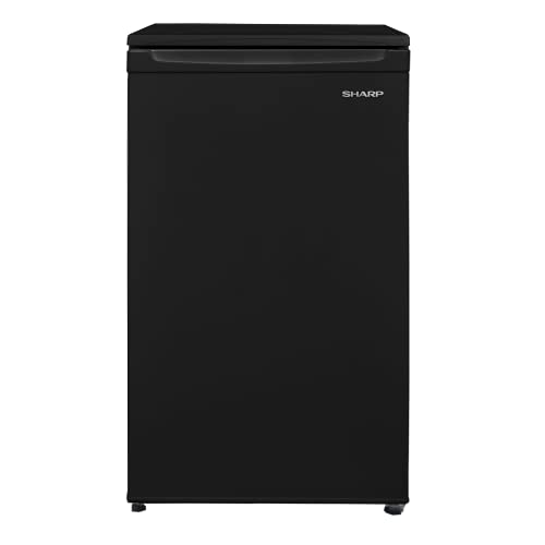 SHARP SJ-UF088M4B-EN, 48 cm, Freestanding, Under Counter Fridge, Freezer Compartment, Auto Fridge Defrost, Reversible Doors, Black Colour