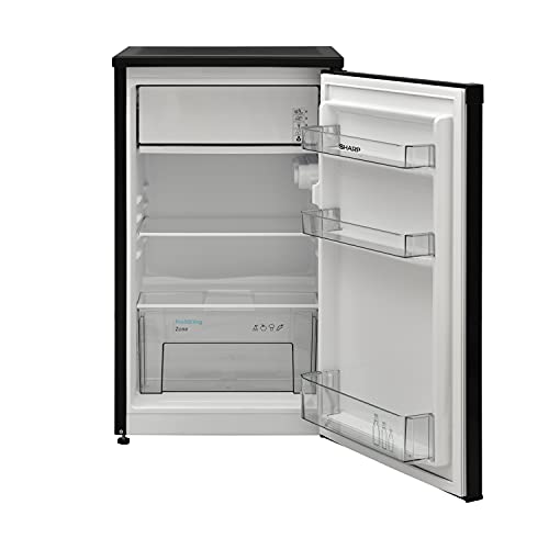 SHARP SJ-UF088M4B-EN, 48 cm, Freestanding, Under Counter Fridge, Freezer Compartment, Auto Fridge Defrost, Reversible Doors, Black Colour