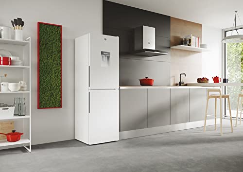 Hoover HOCT3L517FWSK 55cm Wide Low Frost Combi Fridge Freezer, 246 Litres, In-door Water Dispenser, Silver