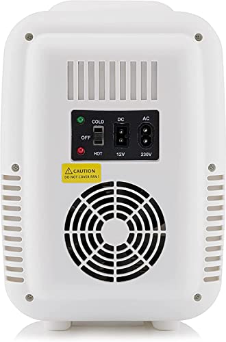 Subcold Classic4 Mini Fridge - Cooler & Warmer | 4 Litre/6 Cans | AC+USB | Portable Small Fridge for Skincare, Bedroom, Dorm, Car, Caravan (White/Grey)