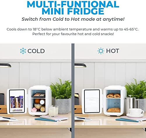 Subcold Classic4 Mini Fridge - Cooler & Warmer | 4 Litre/6 Cans | AC+USB | Portable Small Fridge for Skincare, Bedroom, Dorm, Car, Caravan (White/Grey)