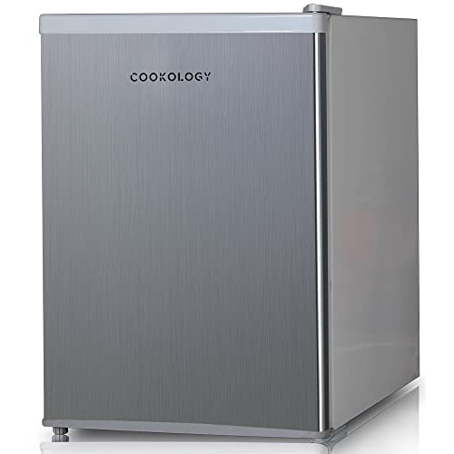 Cookology MFR67SS Small Table Top Mini Fridge 67 Litre Capacity, Reversible Door, Adjustable Temperature Control and Legs with Chiller Box - In Silver