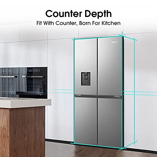 Hisense RQ560N4WCF Freestanding American Fridge Freezer Cross Door, No Frost, 454 liters, Stainless Steel - F Rated, Noise level: 41 decibels