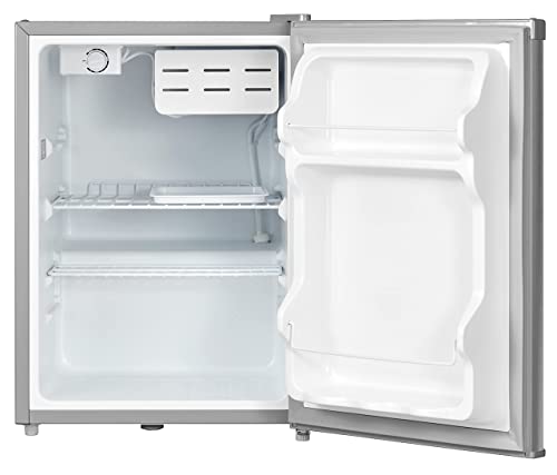 Cookology MFR67SS Small Table Top Mini Fridge 67 Litre Capacity, Reversible Door, Adjustable Temperature Control and Legs with Chiller Box - In Silver