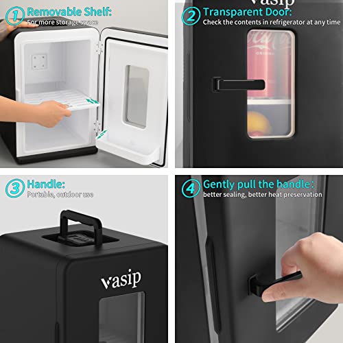 Mini Fridge 15 Liter/21 Cans, Small Drink Fridge Portable for Bedroom or Car (AC/DC), Thermoelectric Refrigerator for Skincare Beauty, Cooler & Warmer with ECO Quiet Mode