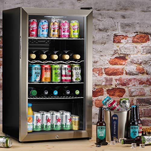 Subcold Super85 LED - Under-Counter Fridge | 85L Beer, Wine & Drinks Fridge | LED Light + Lock and Key | Energy Efficient (Stainless Steel, 85L)