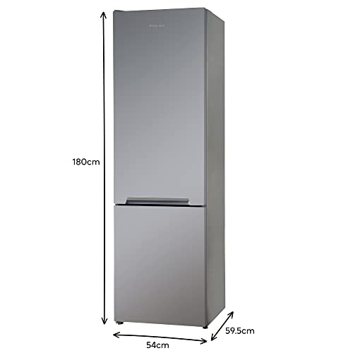Russell Hobbs RH54FF180S 54cm Wide 180cm High Freestanding Fridge Freezer, 204L Fridge Space, 84L Freezer Space, 4 Shelves, 4 Door Racks, Eco Friendly, Silver