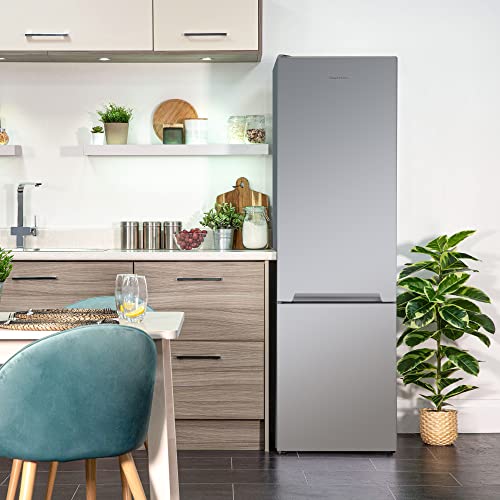 Russell Hobbs RH54FF180S 54cm Wide 180cm High Freestanding Fridge Freezer, 204L Fridge Space, 84L Freezer Space, 4 Shelves, 4 Door Racks, Eco Friendly, Silver