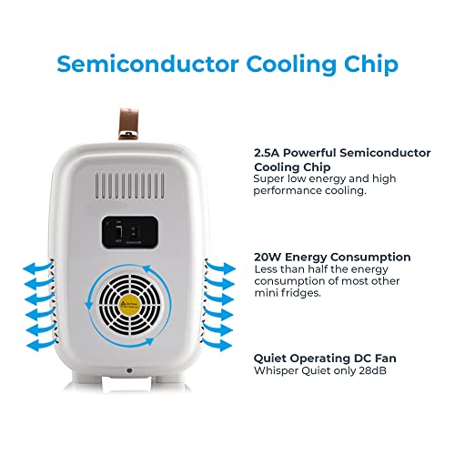 Subcold Pro6 Luxury Mini Fridge Cooler | 6 Litre / 8 Cans | AC and Exclusive USB Power Option | Portable Small Fridge for the Office, Bedroom, Car, Travel, Skincare & Cosmetics (White)