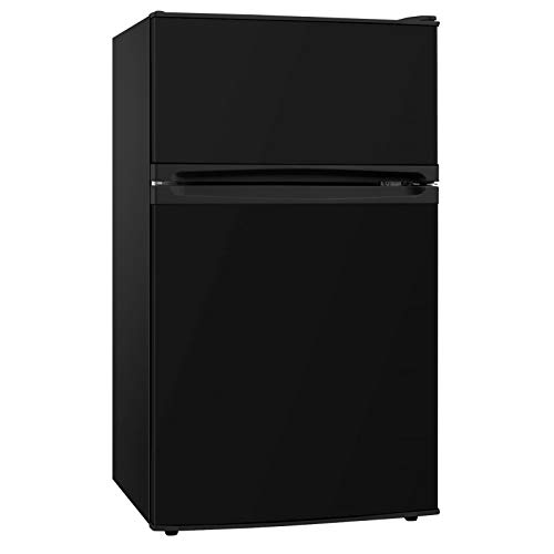 AMZUFF01BL 88L Black Freestanding Under Counter 2 Door Fridge Freezer