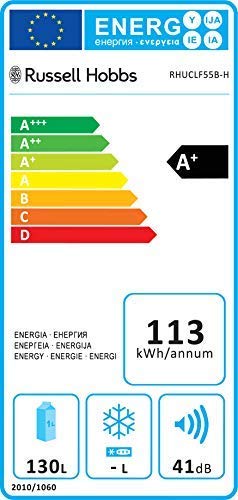 Russell Hobbs RH55UCLF4B Freestanding Undercounter Larder fridge, 131 liters, Black, Noise level: decibels 40