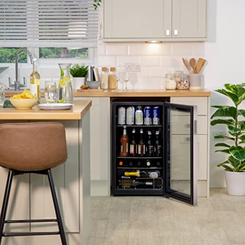 Russell Hobbs RHBC48SS 93 Litre/90 Can Undercounter Freestanding Beverage/Drinks Cooler for Wine, Drinks & Snacks (Stainless Steel)