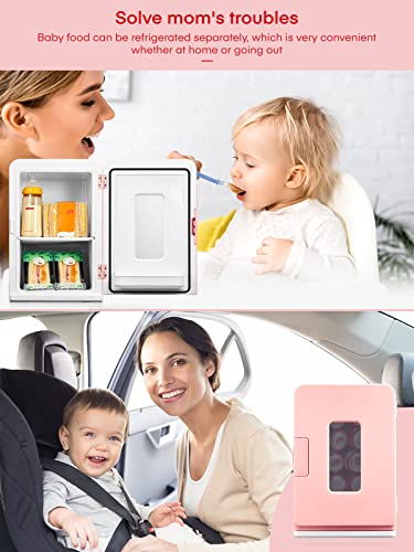 NORTHCLAN Mini Fridge for Bedrooms 15L, Small Skincare Fridge with ECO Quite Mode for Low Noise, AC/DC Powered for Skin Care, Food and Drinks, Office or Car, Pink