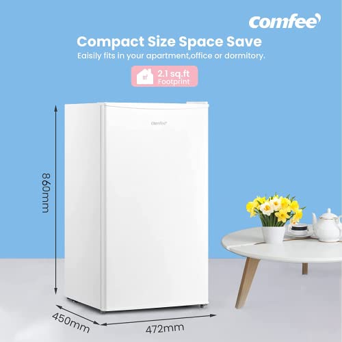 COMFEE' 93 Litre Fridge RCD93WH1(E) Under Counter Fridge with Reversible Door Hinge - White