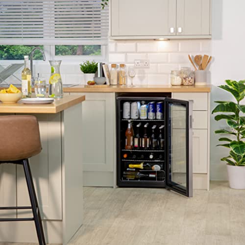 Russell Hobbs RHBC48SS 93 Litre/90 Can Undercounter Freestanding Beverage/Drinks Cooler for Wine, Drinks & Snacks (Stainless Steel)