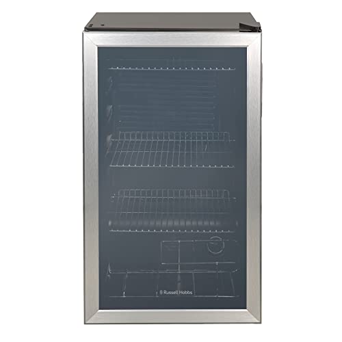 Russell Hobbs RHBC48SS 93 Litre/90 Can Undercounter Freestanding Beverage/Drinks Cooler for Wine, Drinks & Snacks (Stainless Steel)