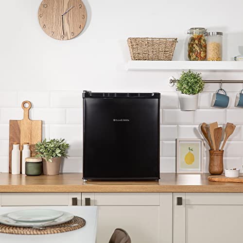 Russell Hobbs, RHTTLDR2B Table Top Larder Mini Fridge 40L Capacity, Quiet Running 39DB, Reversible Door, 0 to 8 Degrees Manual Temperature Control, Black