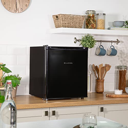 Russell Hobbs, RHTTLDR2B Table Top Larder Mini Fridge 40L Capacity, Quiet Running 39DB, Reversible Door, 0 to 8 Degrees Manual Temperature Control, Black