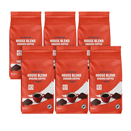 Our Essentials by Amazon House Blend Ground Coffee, Medium Roast 1.36 kg (6 Packs of 227g) (Previously Solimo)