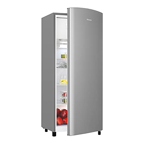 Hisense RR220D4ADF 52cm Freestanding Retro Fridge - 149 litre capacity - Auto Defrost - Wine Rack - Silver - F Rated