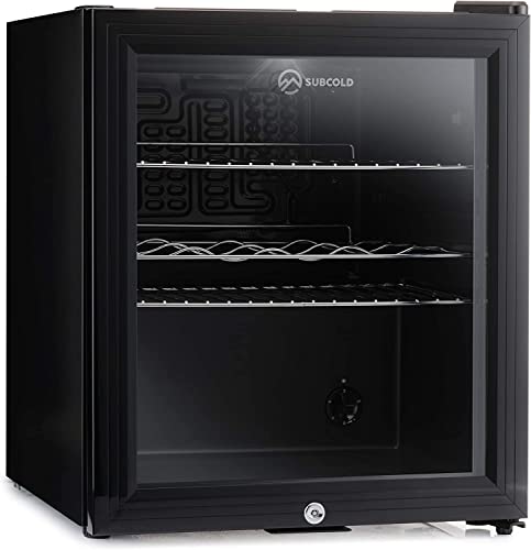 Subcold Super50 LED – Mini Fridge Black | 50L Beer, Wine & Drinks Fridge | LED Light + Lock & Key | Energy Efficient (Black)