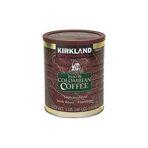 2 X Kirkland Signature 100% Colombian Filter Coffee Supremo Bean Dark Roast Fine Grind 1.36kg