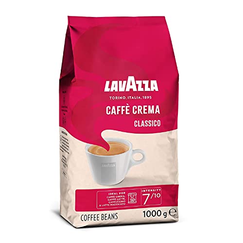 Lavazza Caffè Crema Classico, Coffee Beans, Arabica and Robusta, Cocoa and Wood Notes, Intensity 7/10, Medium Roasting, 1 Kg