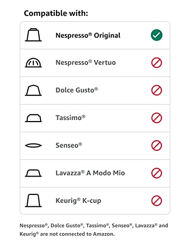 Amazon Brand - Solimo Ristretto Intenso Nespresso Compatible Coffee Capsules, Dark Roast, 100 Count (2 Packs of 50), Rainforest Alliance Certified