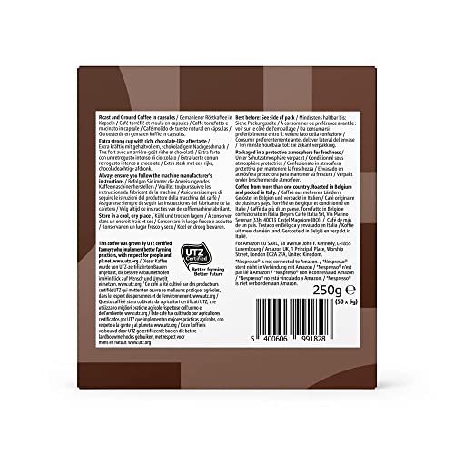 Amazon Brand - Solimo Ristretto Intenso Nespresso Compatible Coffee Capsules, Dark Roast, 100 Count (2 Packs of 50), Rainforest Alliance Certified