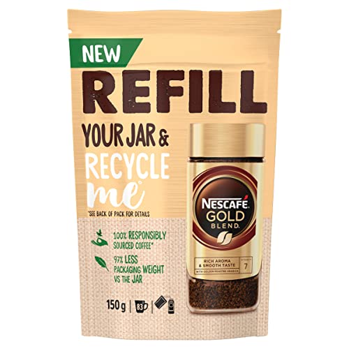 Nescafé Gold Blend Refill 150g | 5 Packs | 416 Cups | Rich and Smooth Coffee | Premium Quality Instant Coffee for a Perfect Cup