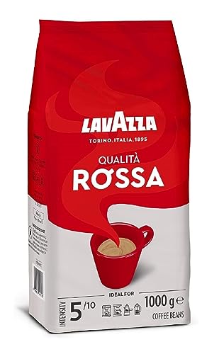 Lavazza, Qualità Rossa, Coffee Beans, with Aromatic Notes of Chocolate and Dried Fruit, Arabica and Robusta, Intensity 5/10, Medium Roasting, 1 Kg