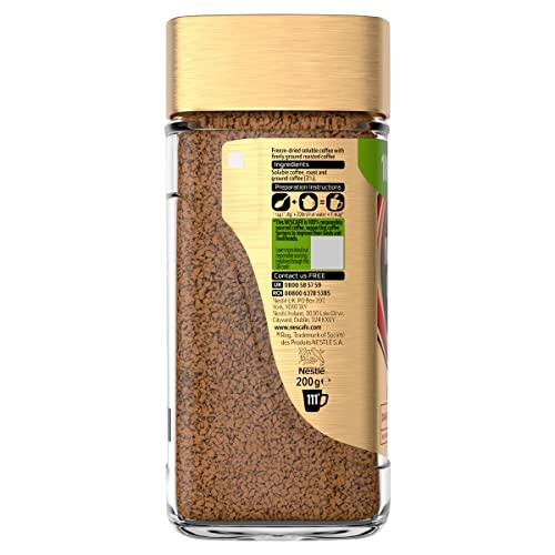 Nescafé Gold Blend Intense Instant Coffee, Rich & Full-Bodied Dark Roasted Coffee, Arabica & Robusta Coffee, Premium Instant Coffee, 200g