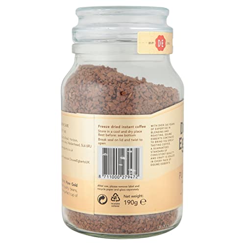 Douwe Egberts Pure Gold Medium Roast Instant Coffee 190g (Pack of 6 Jars, Total 1.14kg)