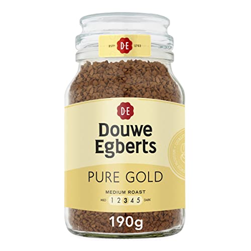 Douwe Egberts Pure Gold Medium Roast Instant Coffee 190g (Pack of 6 Jars, Total 1.14kg)