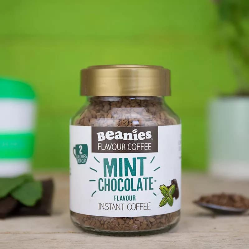 Beanies Flavoured Instant Coffee Pick Any 6 Jars (50g) from 38+ Blends Inc. Chai Latte, Decaf Coffee, Nutty Hazelnut, Mocha, Creamy Caramel, Amaretto Almond, double chocolate, mince pie