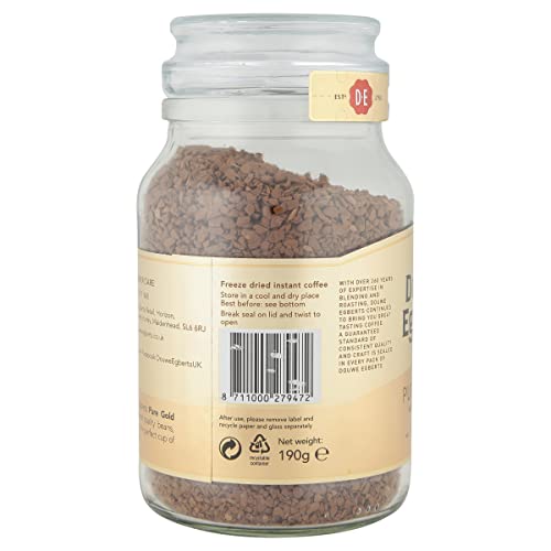 Douwe Egberts Pure Gold Medium Roast Instant Coffee 190g (Pack of 6 Jars, Total 1.14kg)