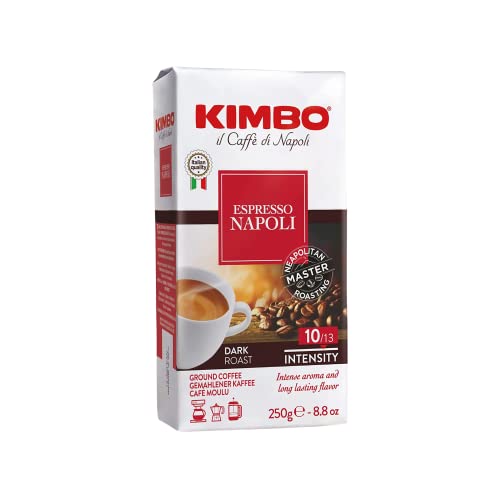 Kimbo Espresso Napoli Ground Coffee, Vacuum Sealed Bag, Authentic Italian Coffee, 1 x 250g