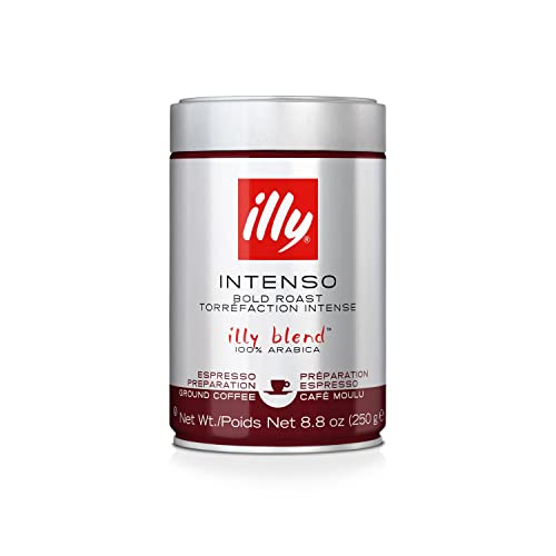 illy Coffee, Intenso Ground Coffee, Dark Roast, Made From 100% Arabica Coffee Beans, 250g