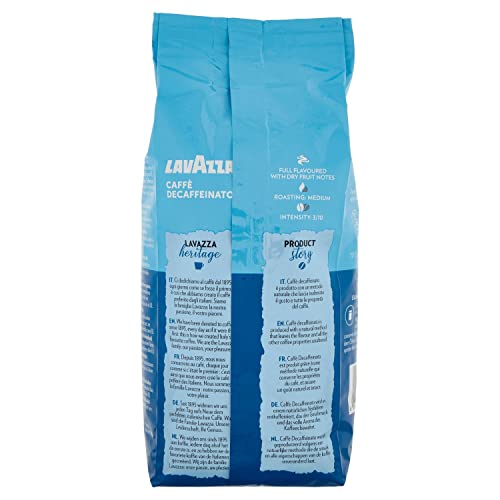 Lavazza Decaffeinated, 100% Arabica Medium Roast Coffee Beans, 500g Pack