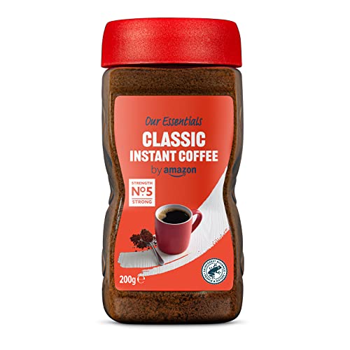 Our Essentials by Amazon Classic Instant Coffee, Dark Roast, 200g, Rainforest Alliance Certified
