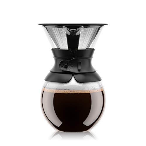 Bodum Pour Over Coffee Maker with Filter, Borosilicate Glass - 1.0 L, Black