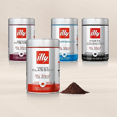 illy Coffee, Classico Ground Coffee, Medium Roast, Made From 100% Arabica Coffee Beans, 250g