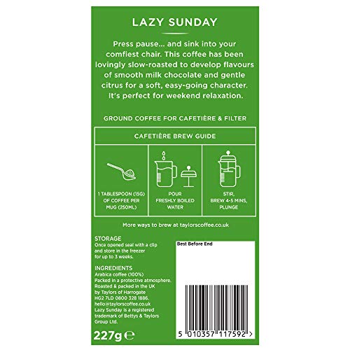 Taylors of Harrogate Lazy Sunday Ground Roast Coffee, 227g